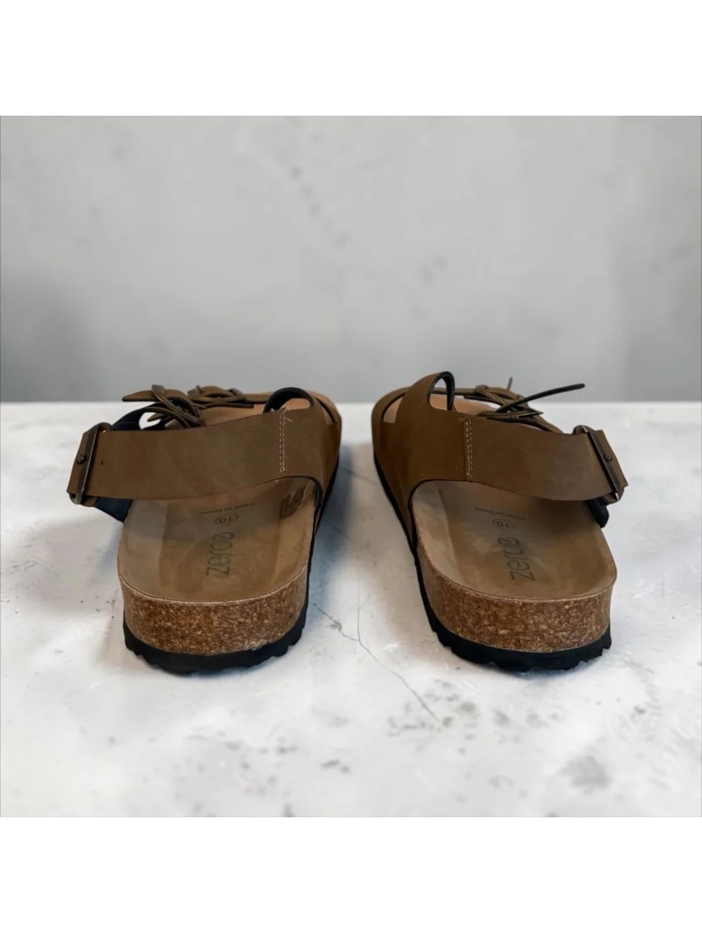 Zeroe Men’s Cork Footbed Sandals - Size 10 - Brown (Made in Spain)